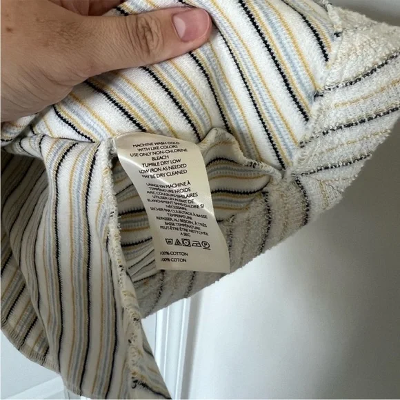 Free People Cream Striped Mini Dress with Blue Trim - Picture 8 of 10